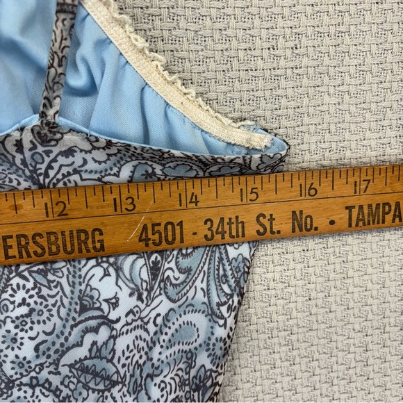 Vtg G-Dresses Y2K Sleeveless Blue Patchwork Maxi Dress Paisley Asymmetric Sz 7 - Picture 9 of 10